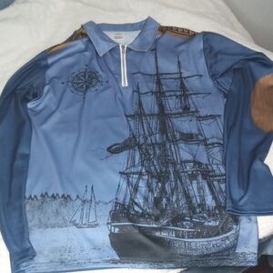 Blue and Brown Nautical Long Sleeve Jersey